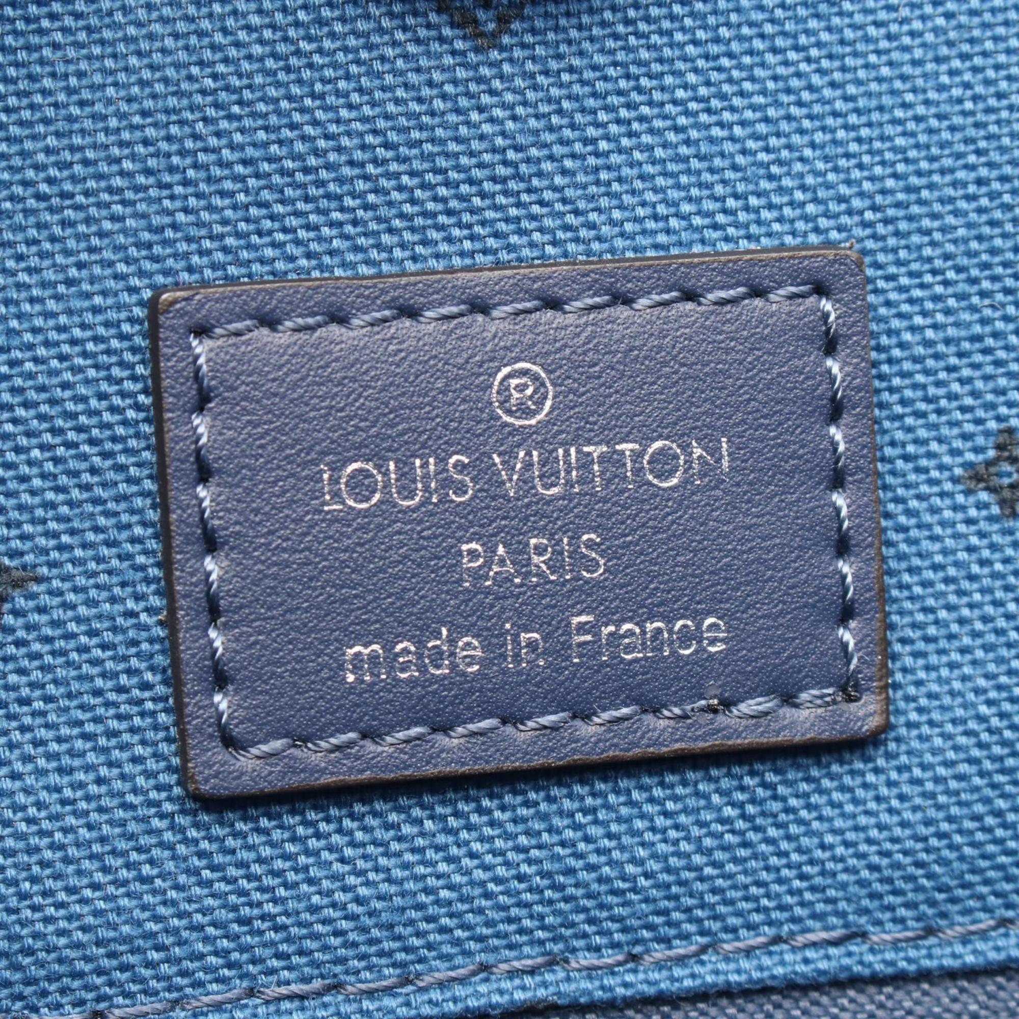 Louis Vuitton Multi-Color Navy White Coated Canvas Pvc Leather Shoulder Bag