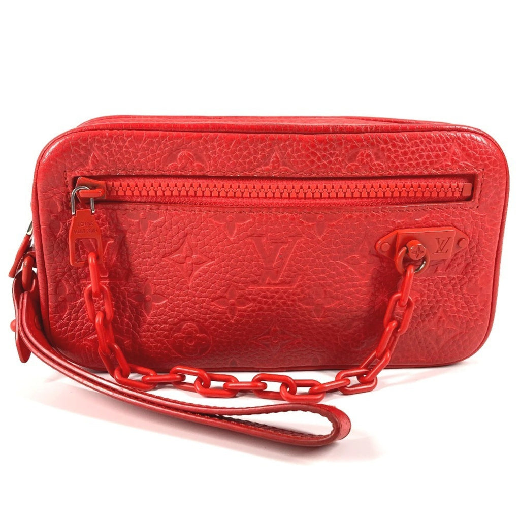 Louis Vuitton Red Color Monogram Empreinte Leather Clutch Bag