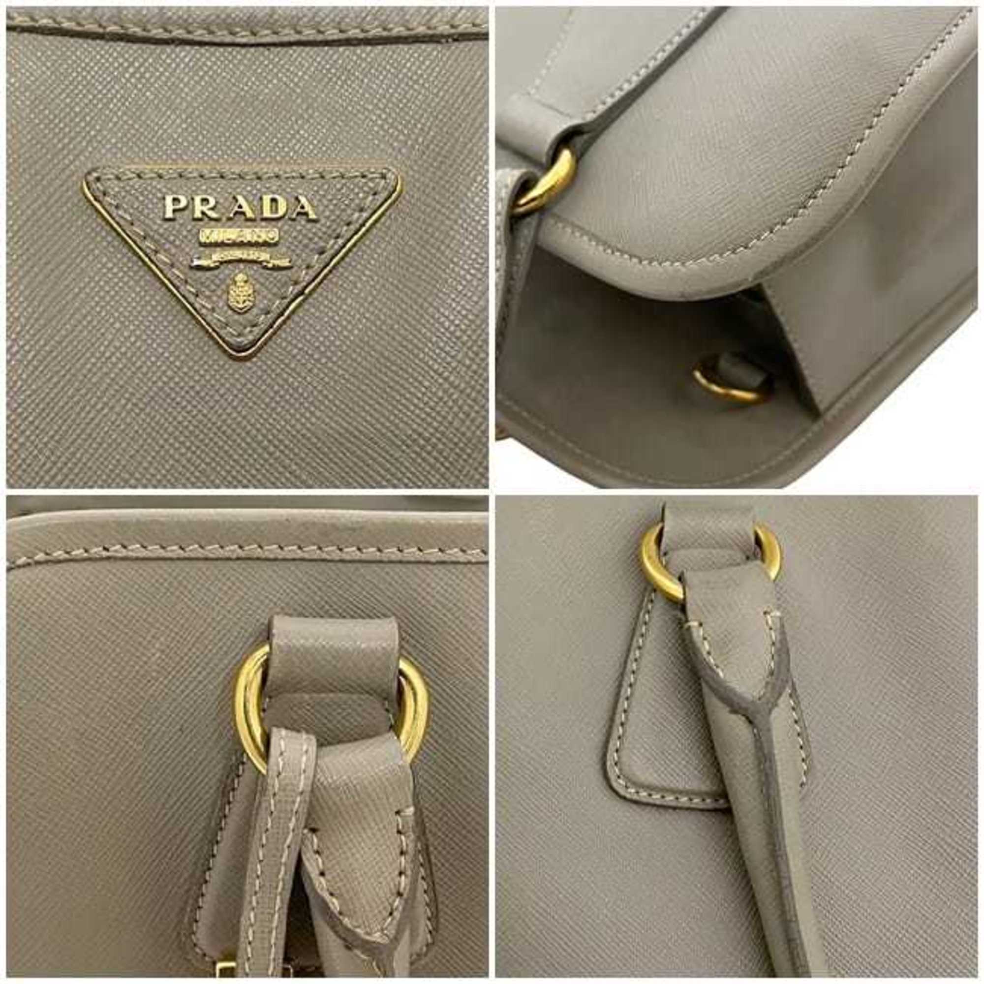 Prada Saffiano Beige Leather Handbag Shoulder Bag