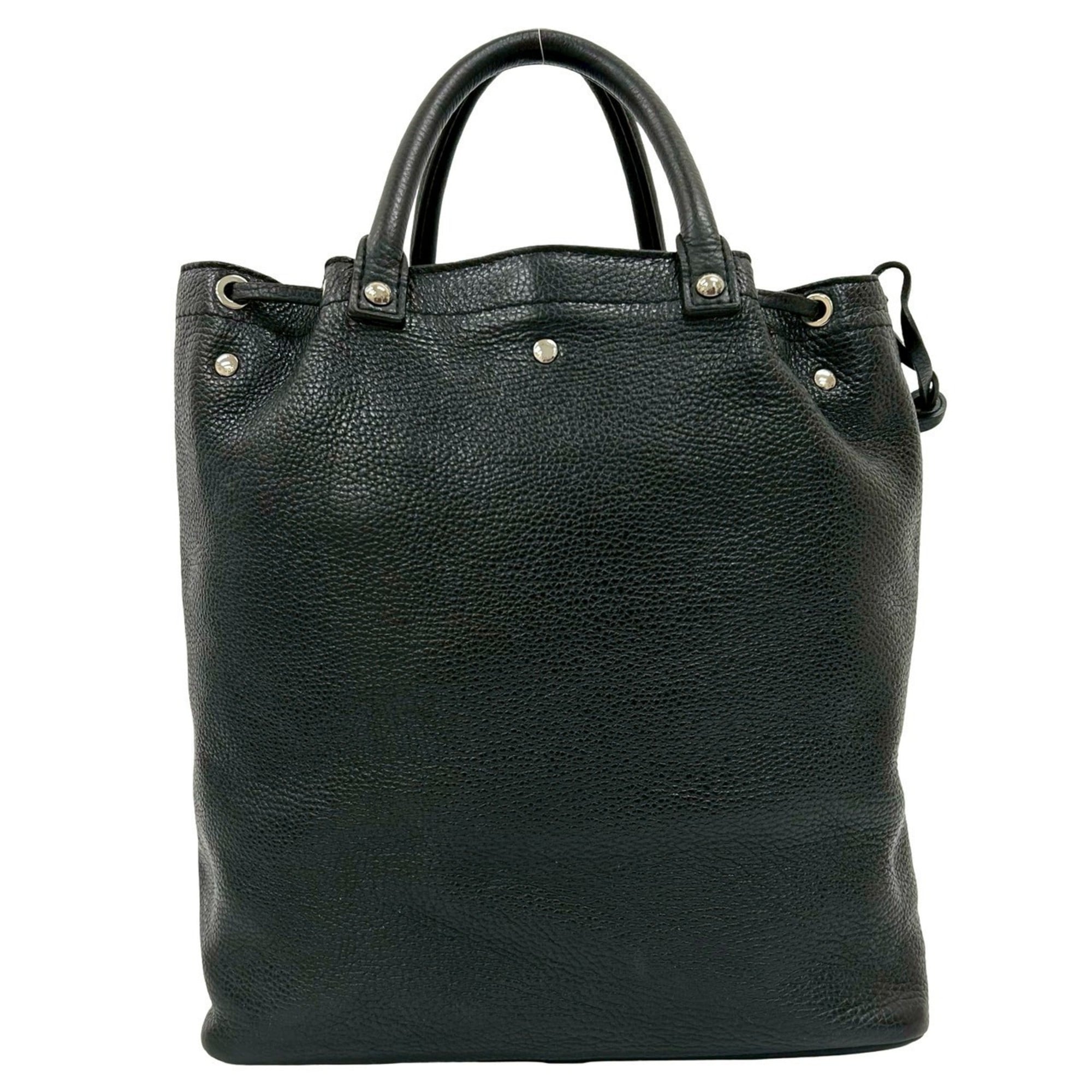 Louis Vuitton Black Leather Handbag Tote Bag