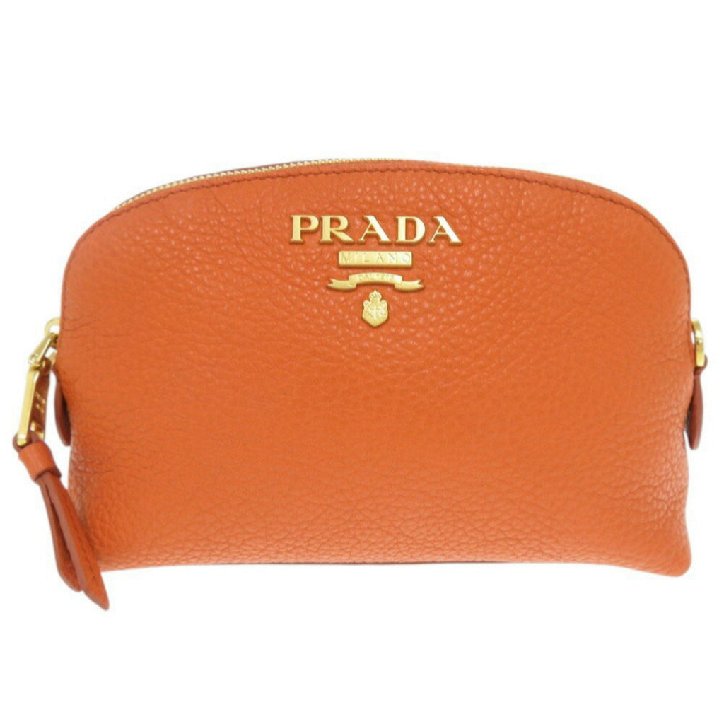 Prada Orange Leather Pouch