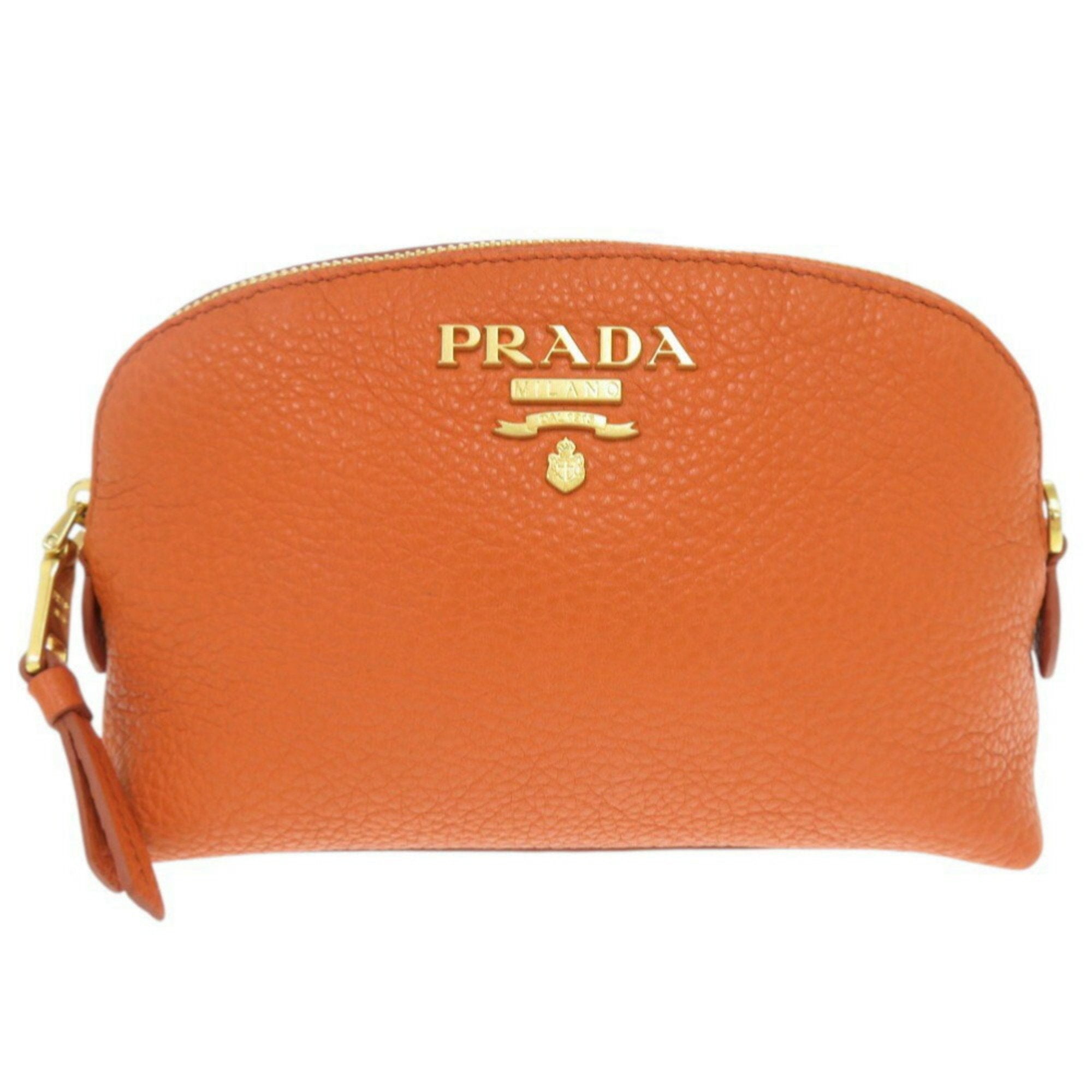 Prada Orange Leather Pouch