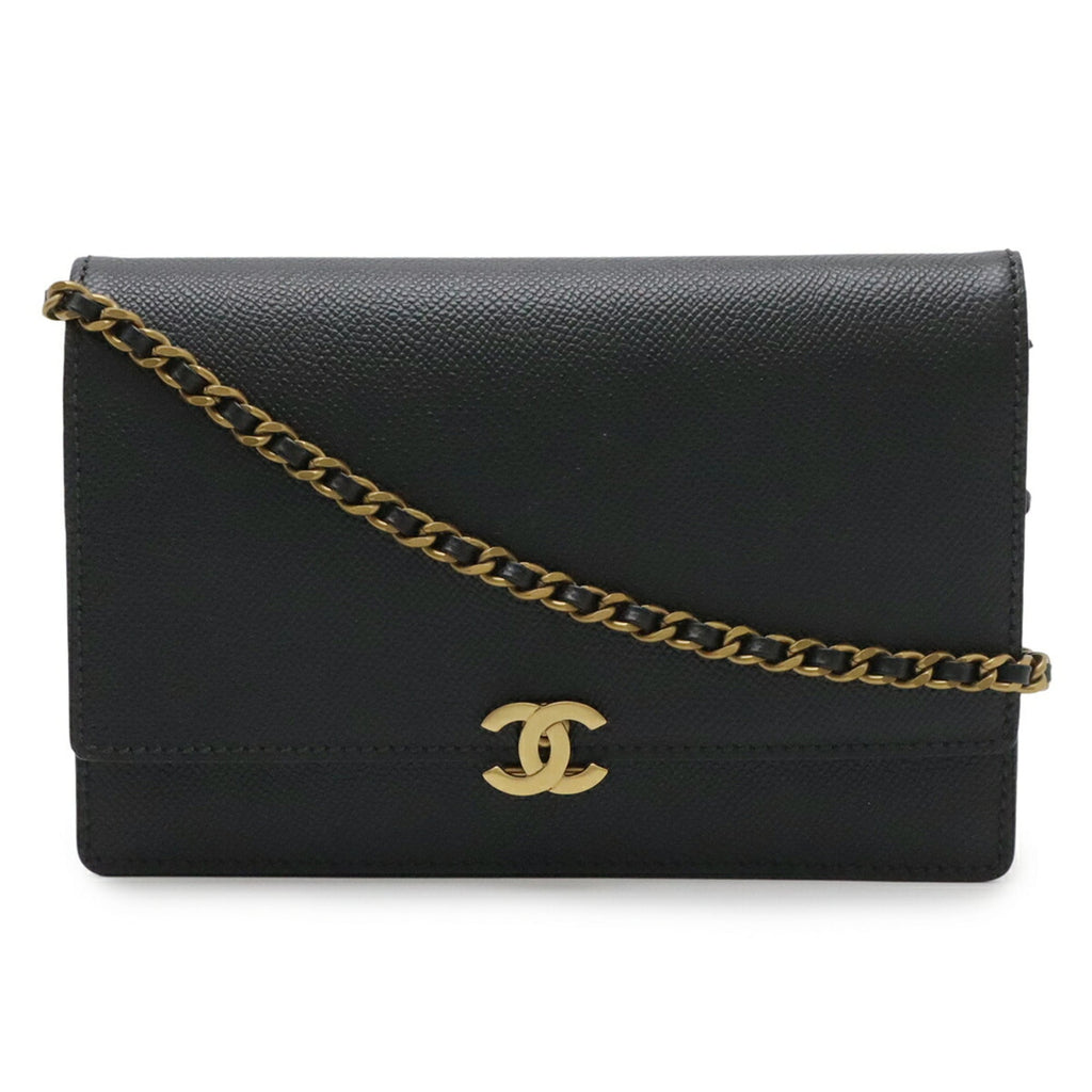Chanel Black Grained Calfskin Shoulder Bag