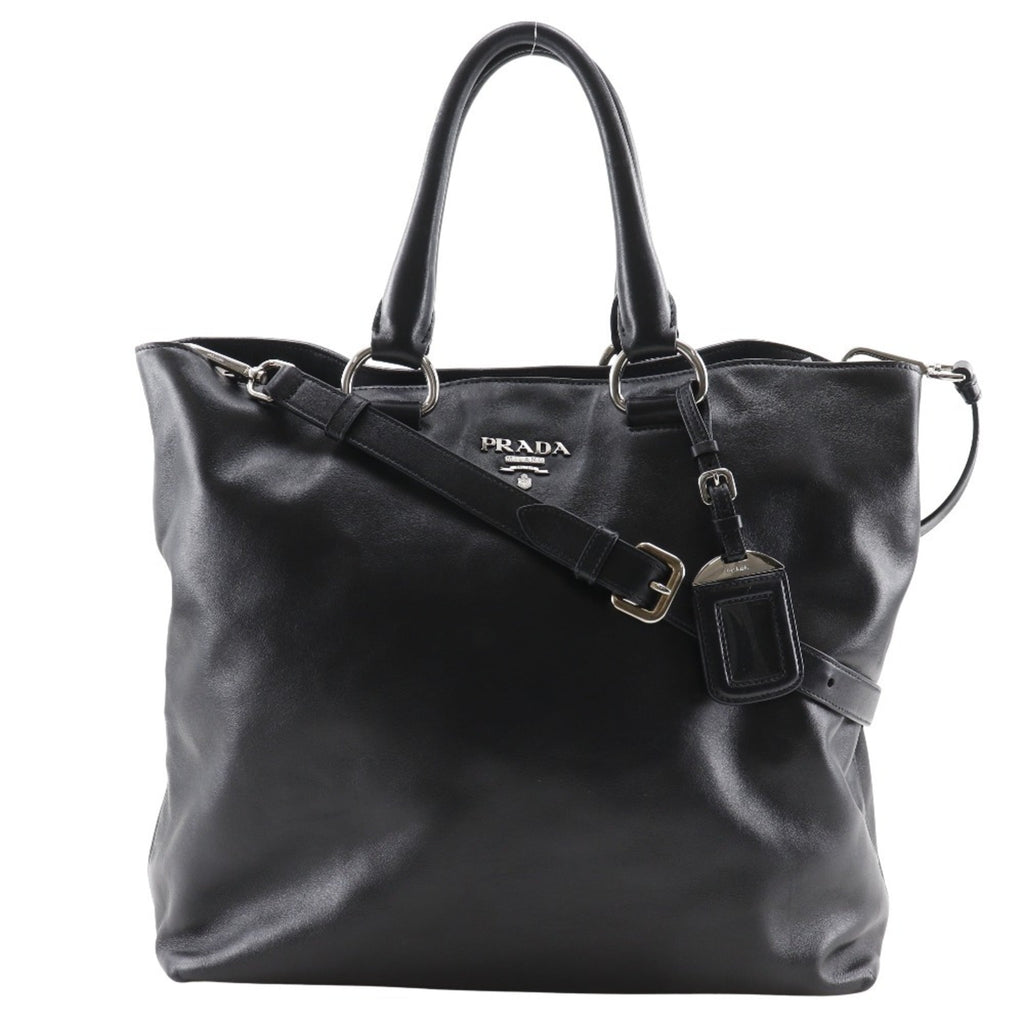 Prada Black Leather Tote Bag