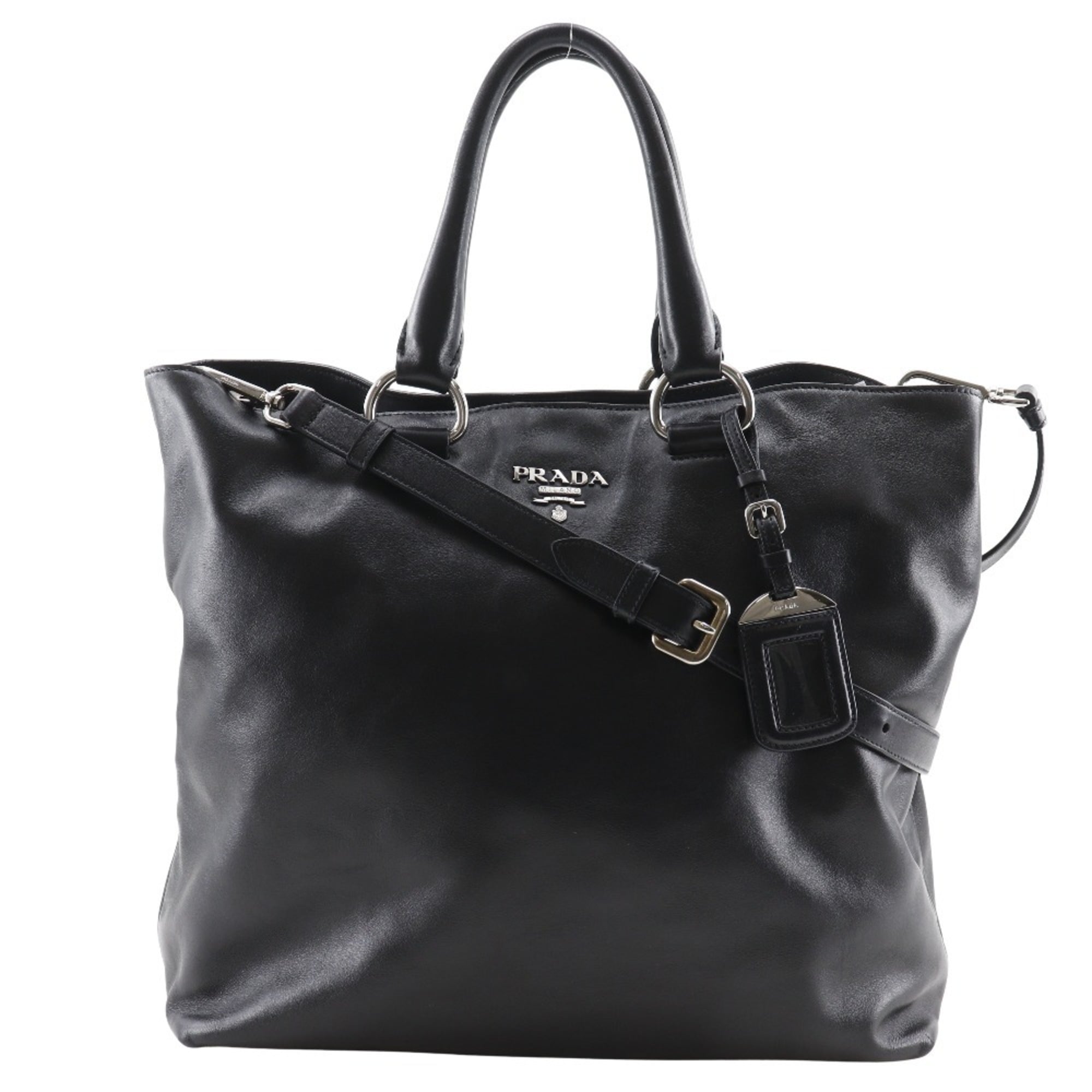 Prada Black Leather Tote Bag