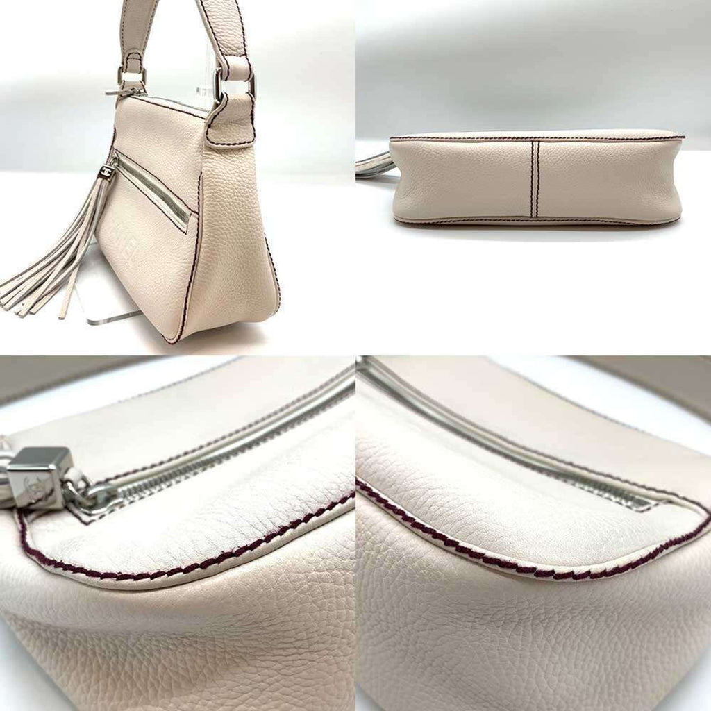 Chanel White Leather Shoulder Bag