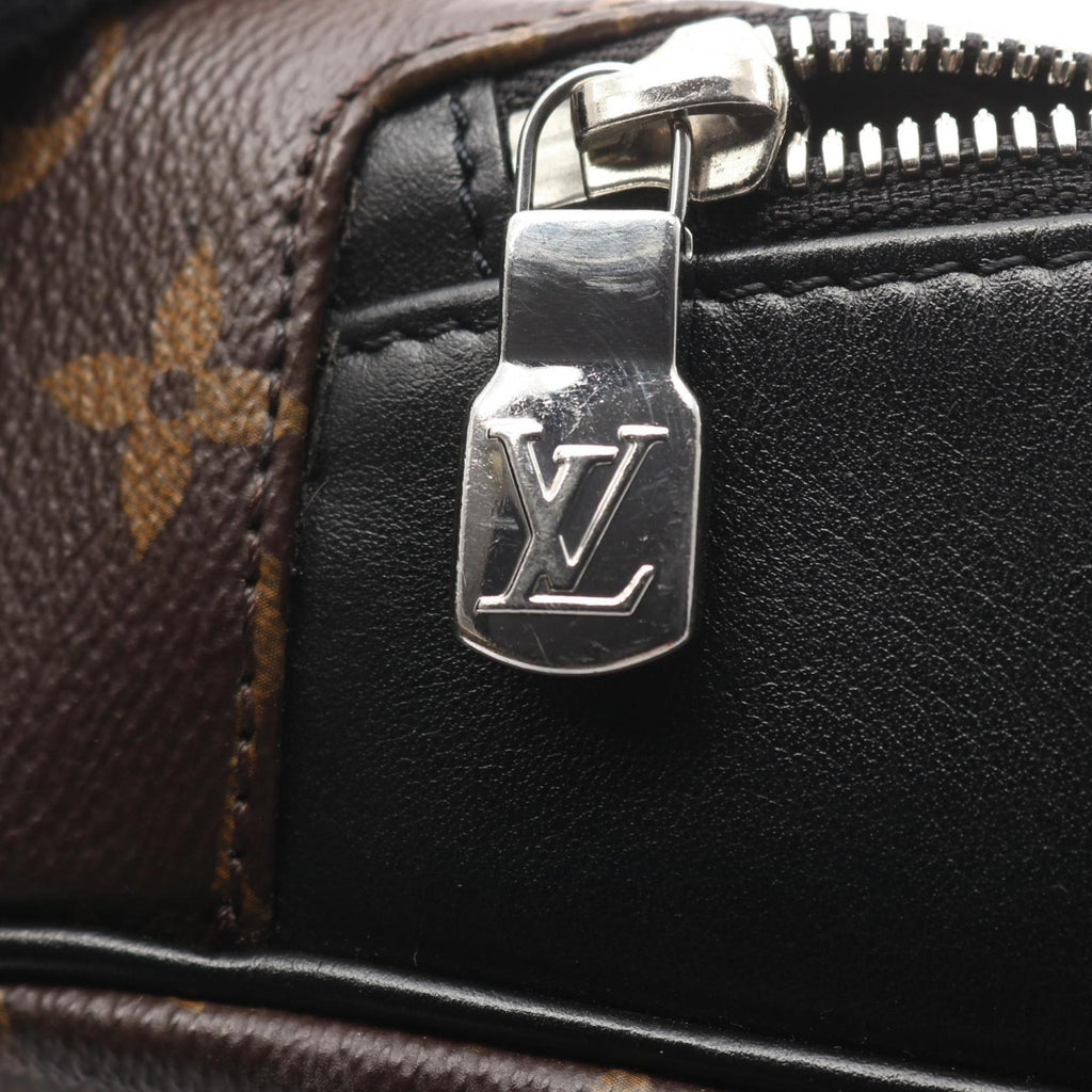 Louis Vuitton Black Brown Coated Canvas Leather Backpack Handbag