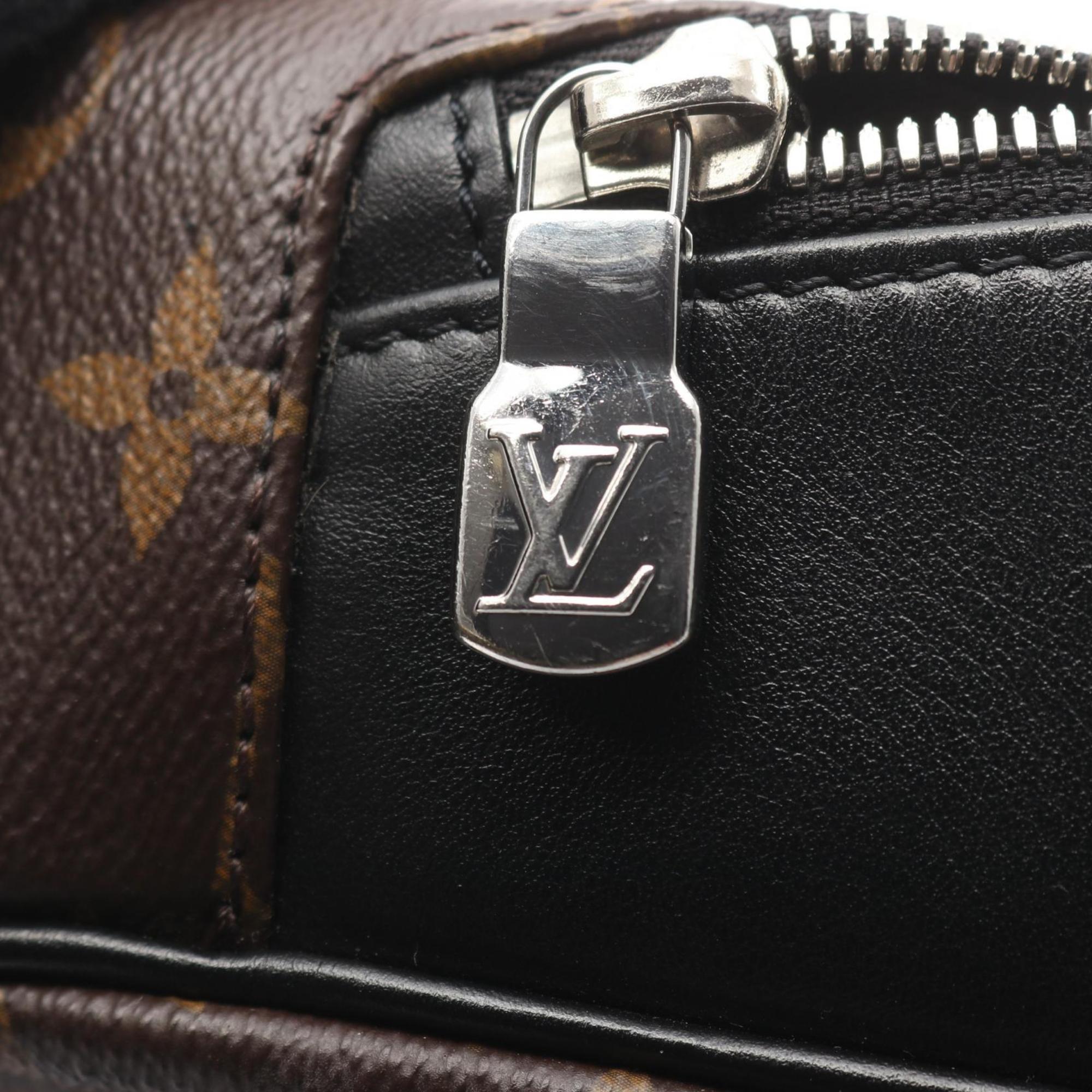 Louis Vuitton Black Brown Coated Canvas Leather Backpack Handbag