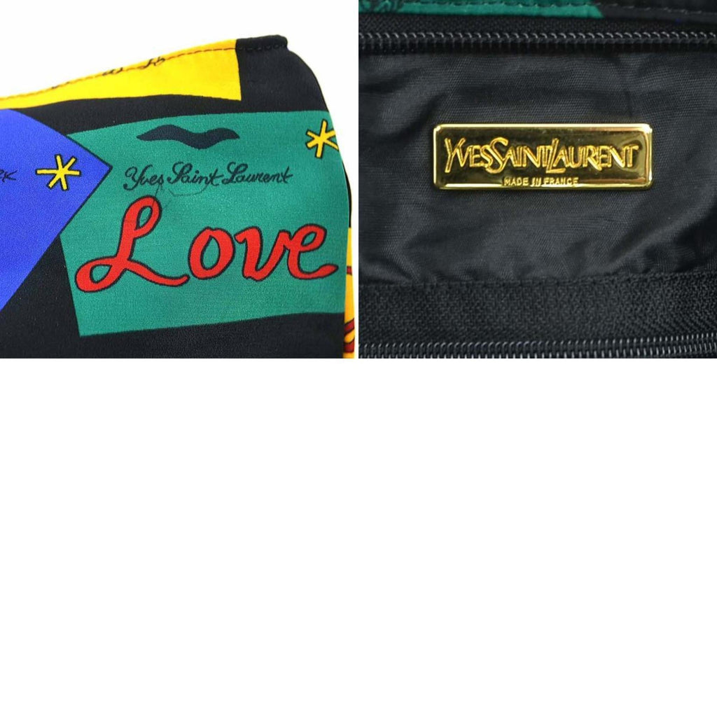 Yves Saint Laurent Black Multi-Color Nylon Shoulder Bag Tote Bag (Pre-Owned)
