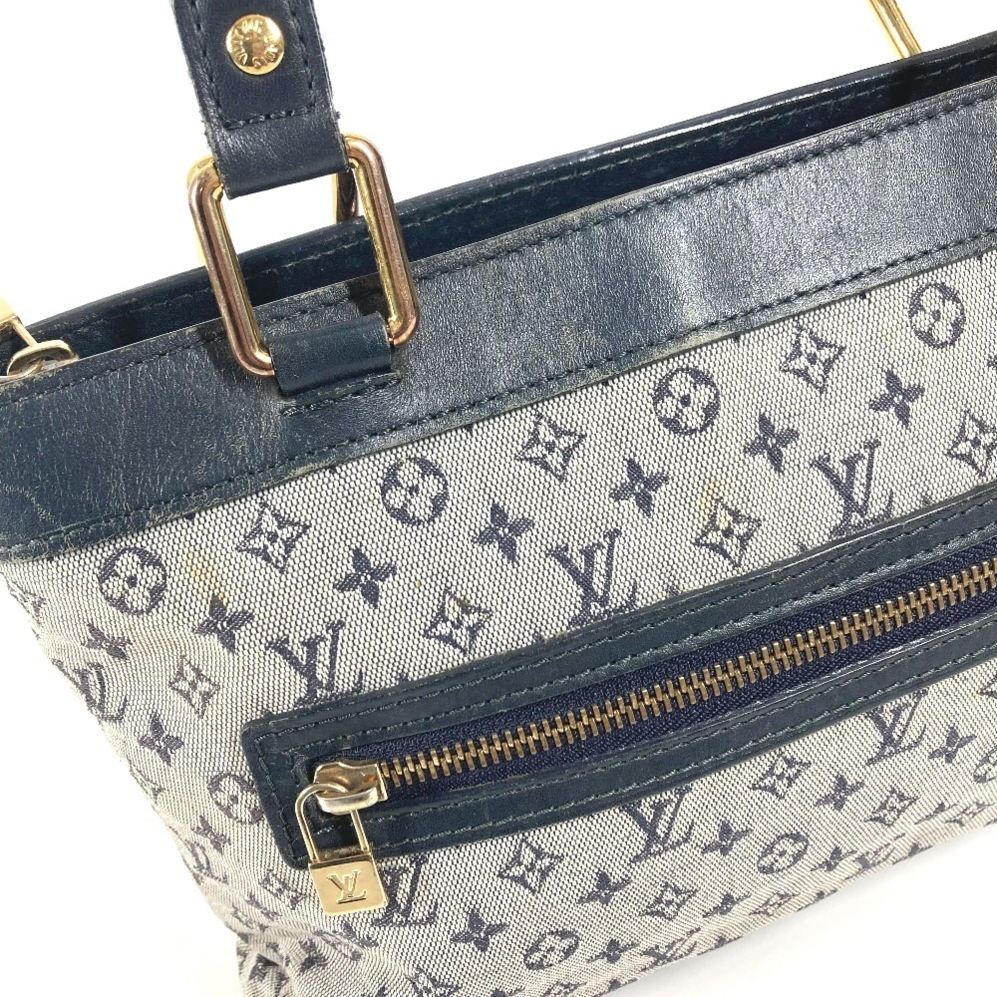 Louis Vuitton Navy Monogram Mini Canvas Leather Handbag Shoulder Bag Tote Bag