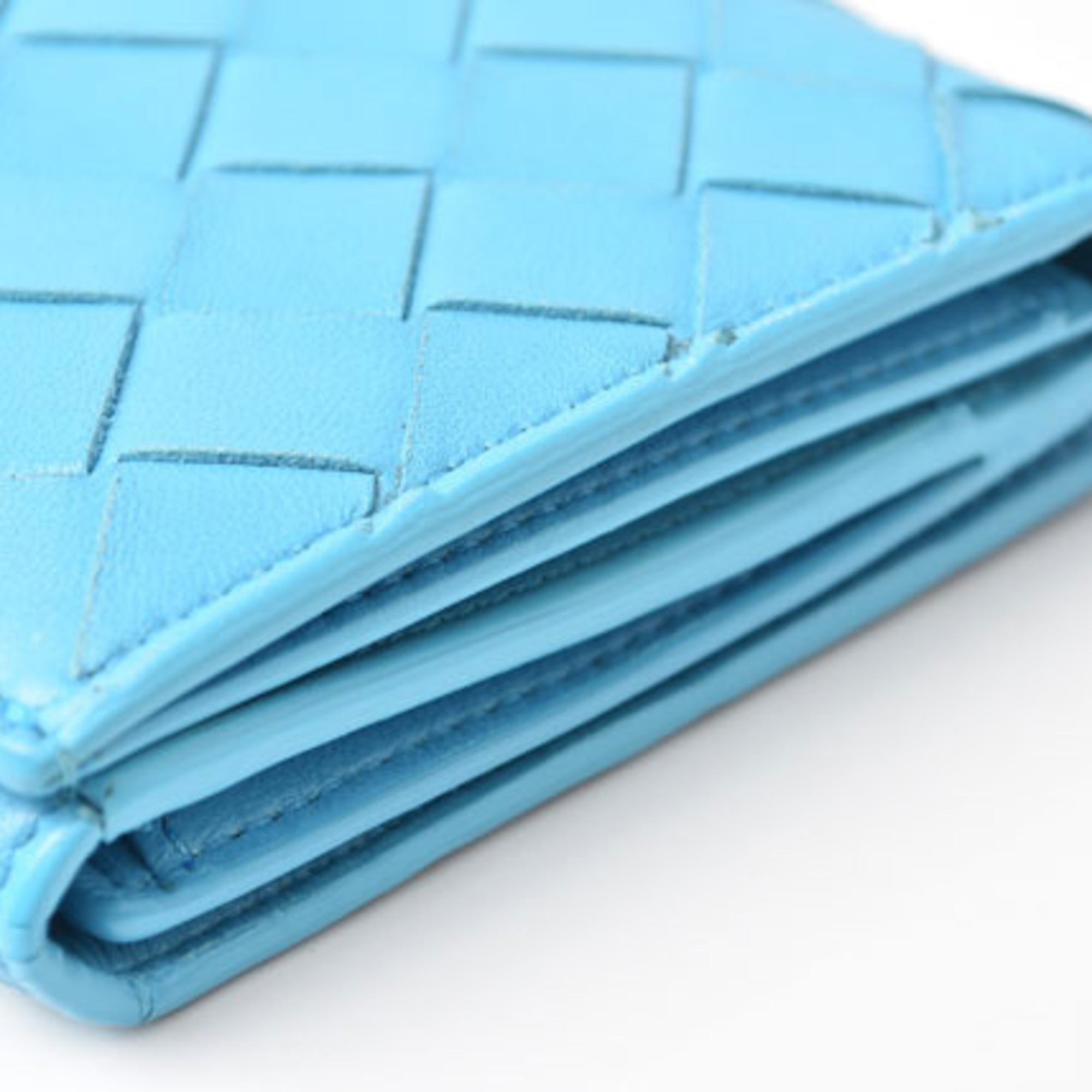 Bottega Veneta Intrecciato Light Blue Leather Long Wallet (Bi-Fold)