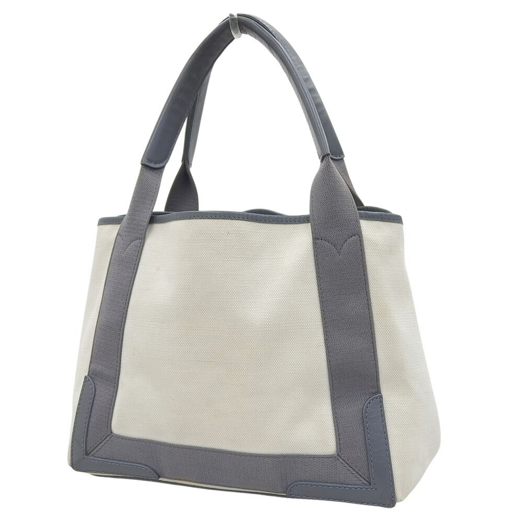 Balenciaga Gray White Canvas Leather Pouch Tote