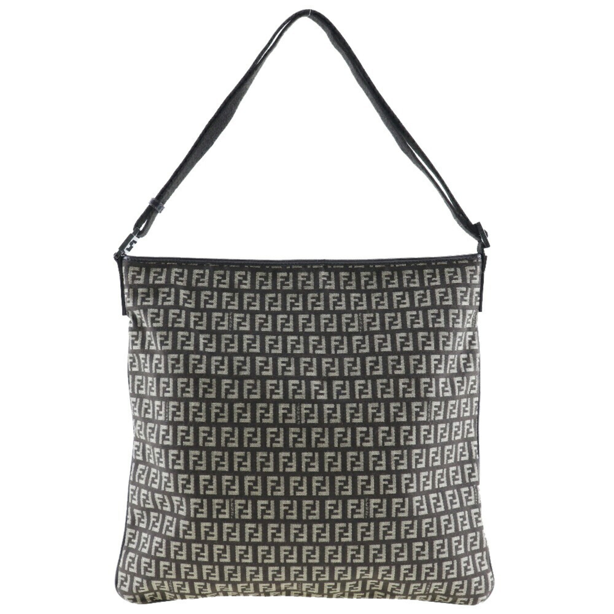 Fendi Zucchino Brown Canvas Shoulder Bag