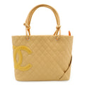 Chanel Beige Yellow Leather Shoulder Bag Tote Bag