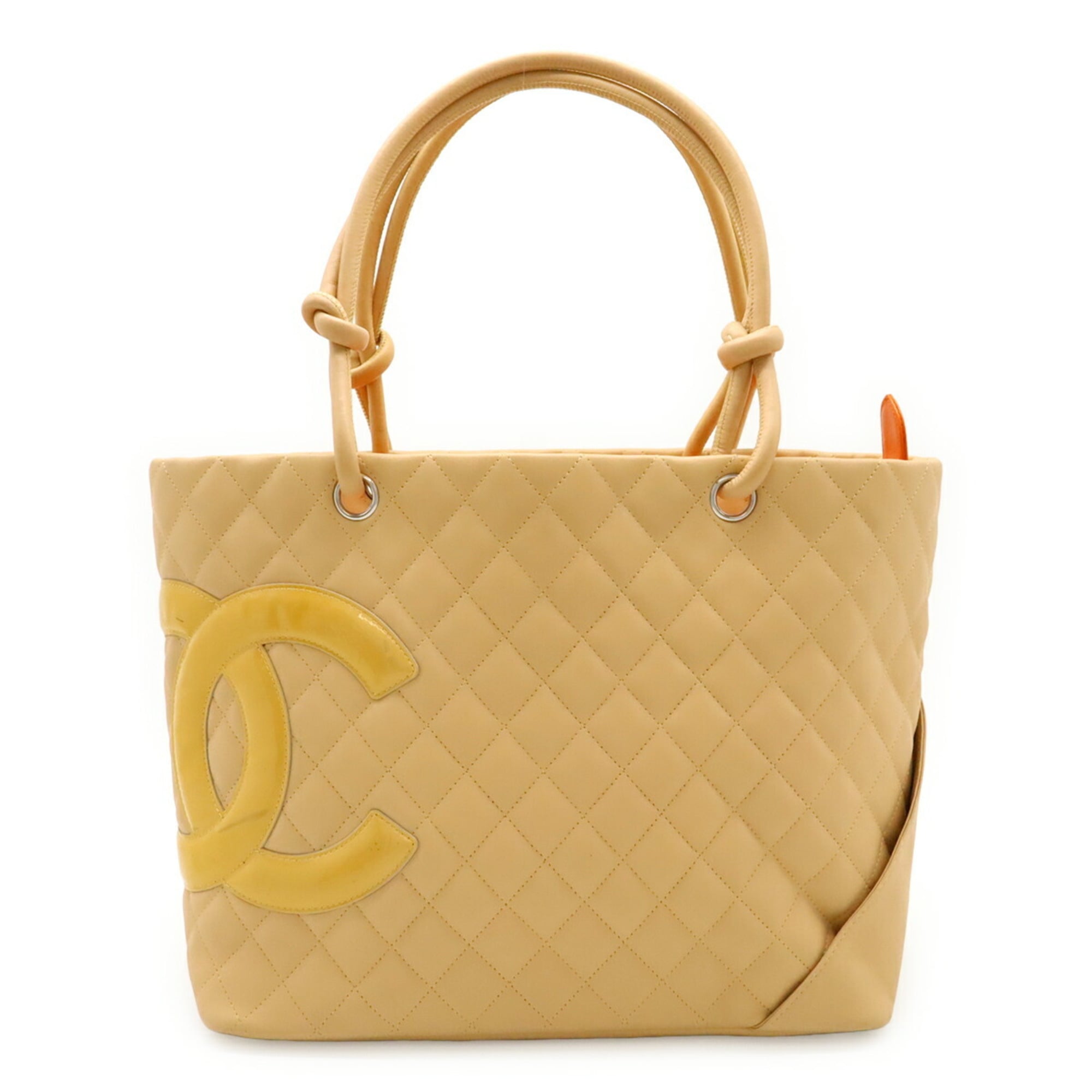 Chanel Beige Yellow Leather Shoulder Bag Tote Bag