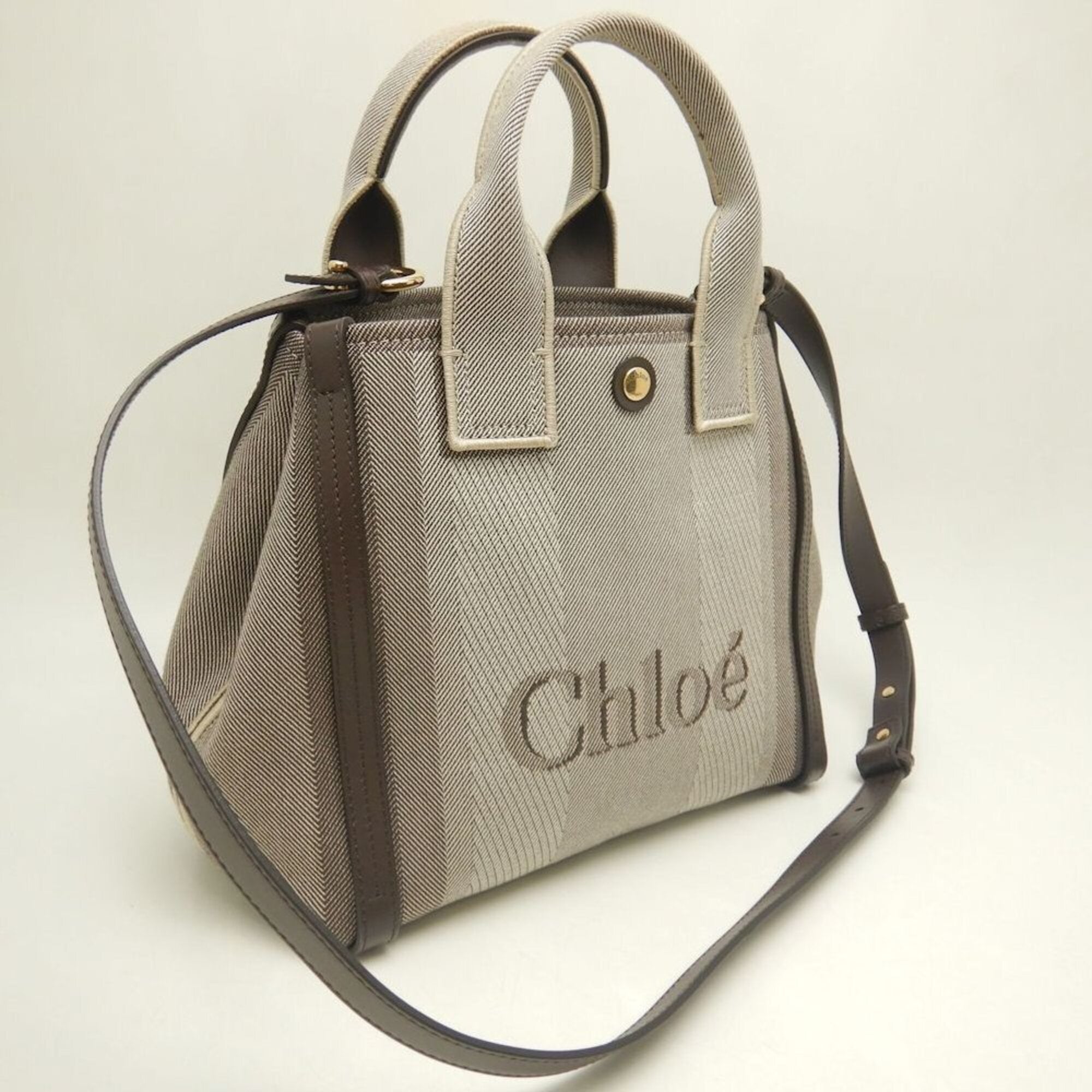 Chloé Brown Canvas Leather Tote Bag (Pre-Owned)