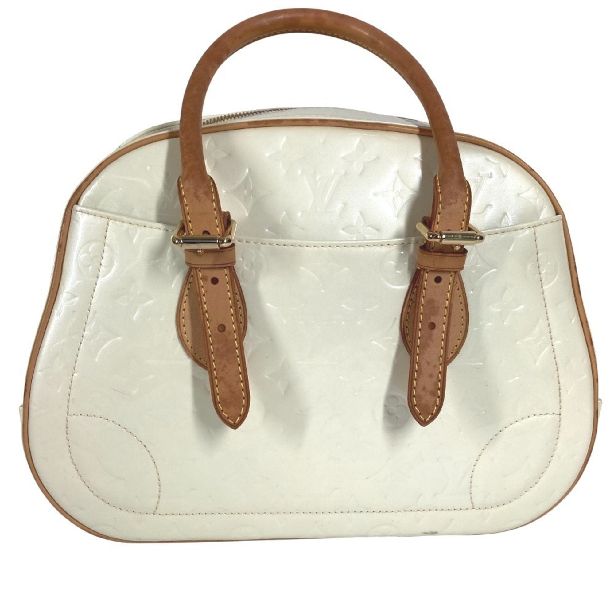 Louis Vuitton Pearl White Monogram Vernis Handbag Shoulder Bag Tote Bag