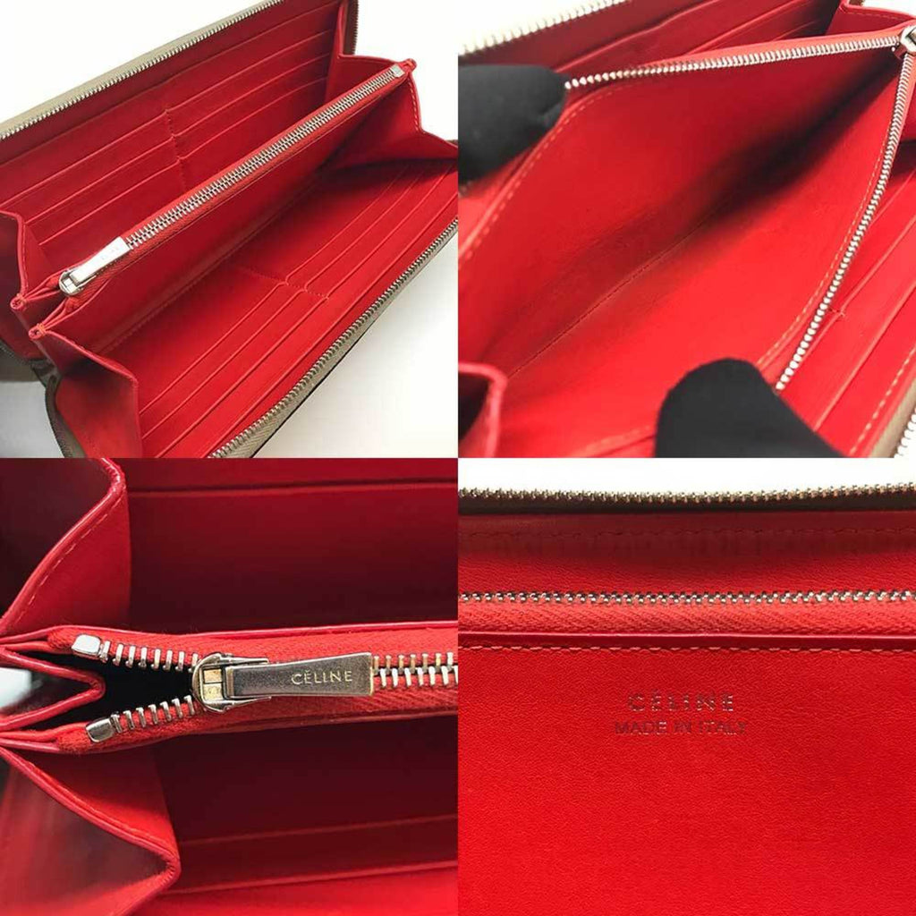 Celine Beige Leather Long Wallet (Bi-Fold)