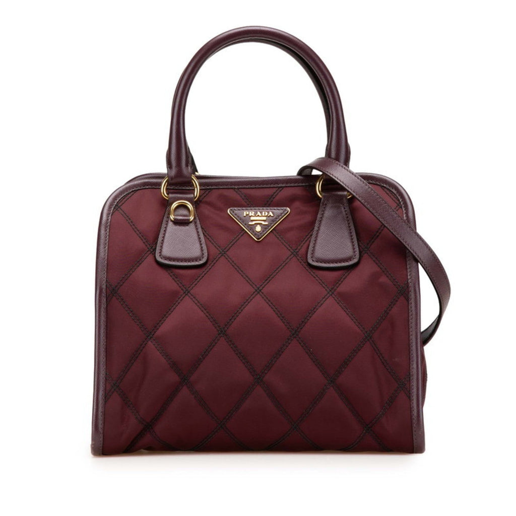 Prada Purple Nylon Leather Handbag Shoulder Bag