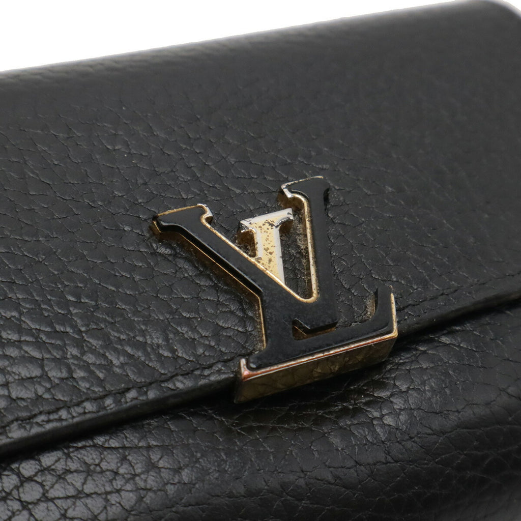 Louis Vuitton Black Galle Hot Pink Noir Leather Wallet (Tri-Fold)