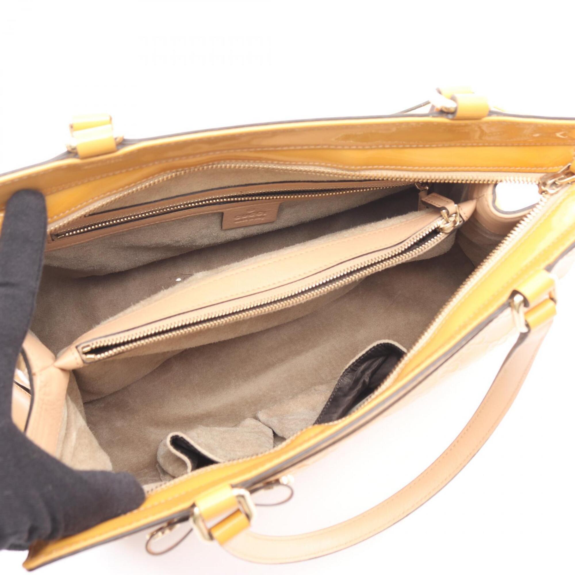 Gucci Yellow Patent Leather Handbag Tote Bag (Pre-Owned)