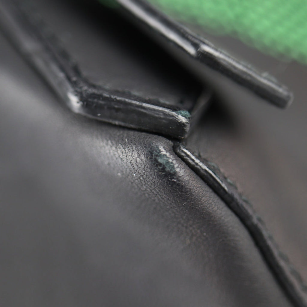 Balenciaga Black Green Nylon Canvas Leather Backpack