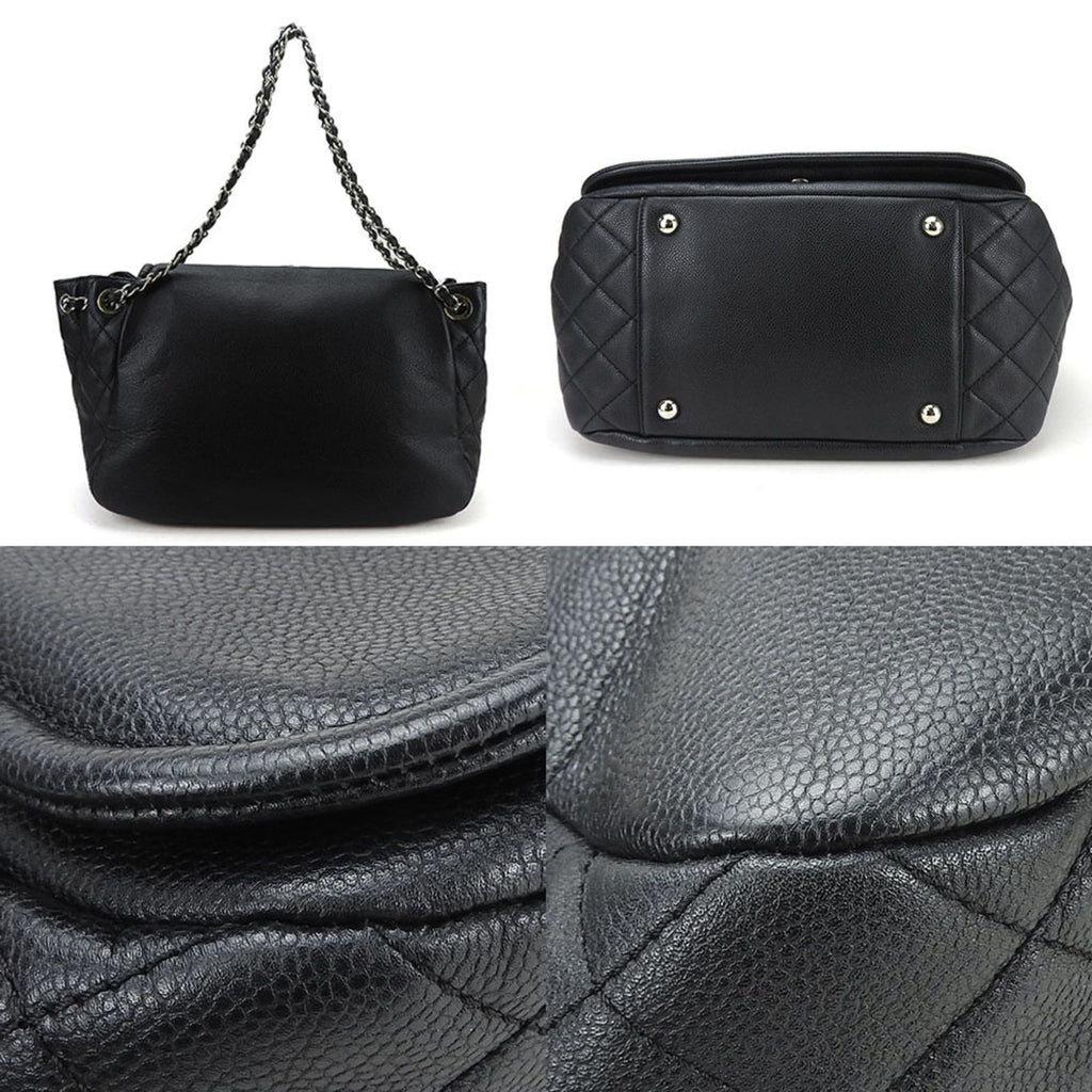 Chanel Black Grained Calfskin Shoulder Bag