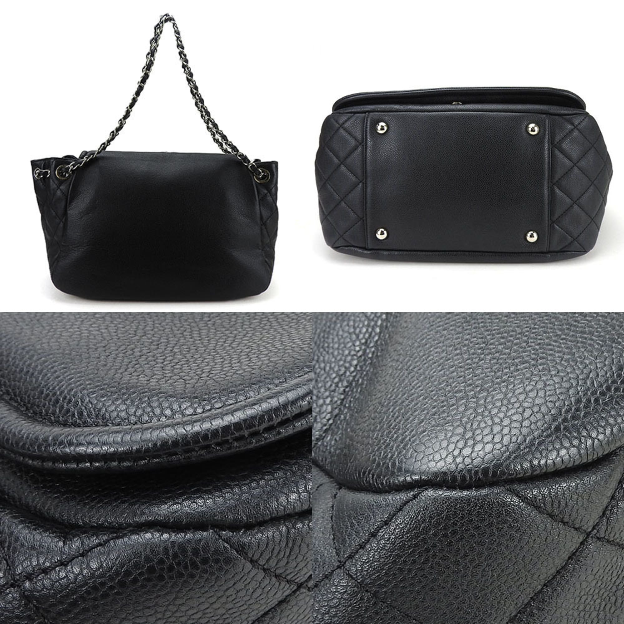 Chanel Black Grained Calfskin Shoulder Bag
