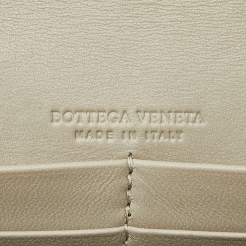 Bottega Veneta Intrecciato Beige Brown Leather Chain/Shoulder Wallet