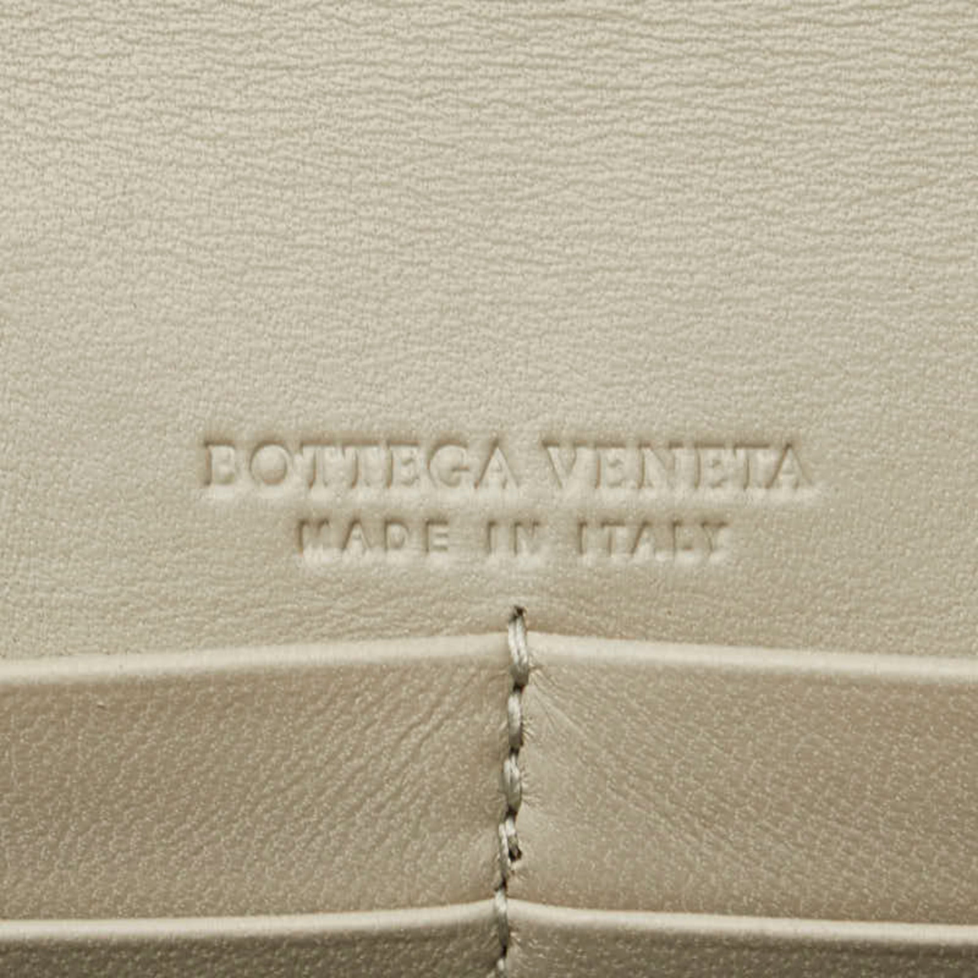Bottega Veneta Intrecciato Beige Brown Leather Chain/Shoulder Wallet