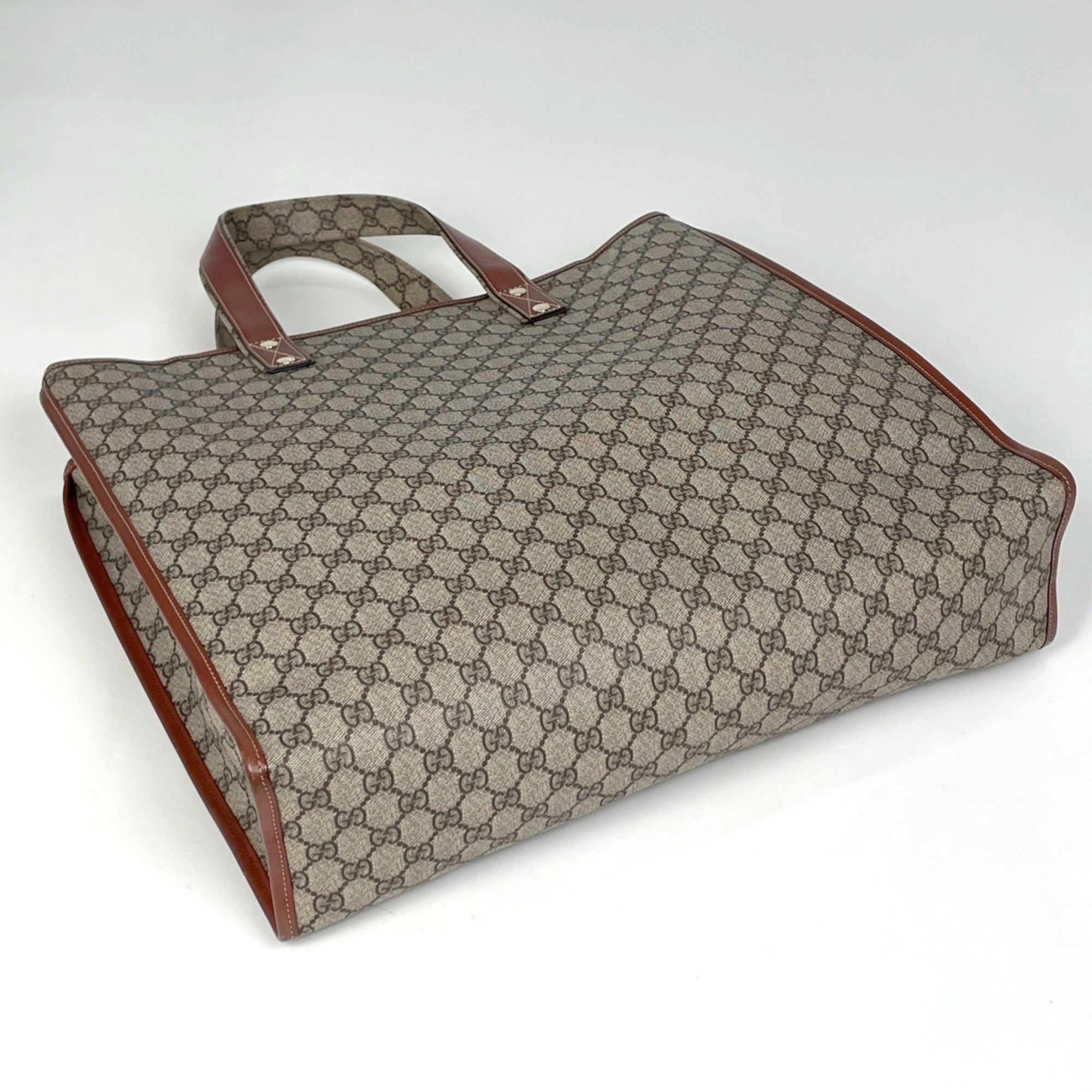 Gucci Beige Brown Gg Supreme Leather Handbag Tote Bag (Pre-Owned)