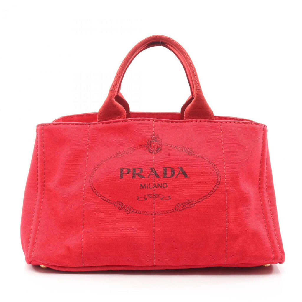 Prada Red Color Canvas Tote Bag
