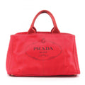 Prada Red Color Canvas Tote Bag