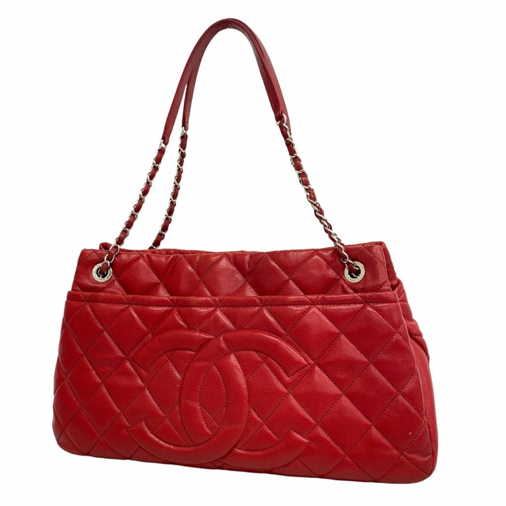 Chanel Red Color Grained Calfskin Tote Bag