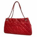 Chanel Red Color Grained Calfskin Tote Bag