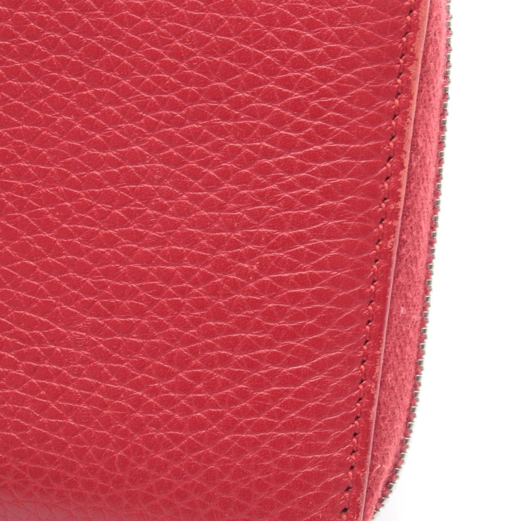 Gucci Red Color Leather Long Wallet (Bi-Fold) (Pre-Owned)