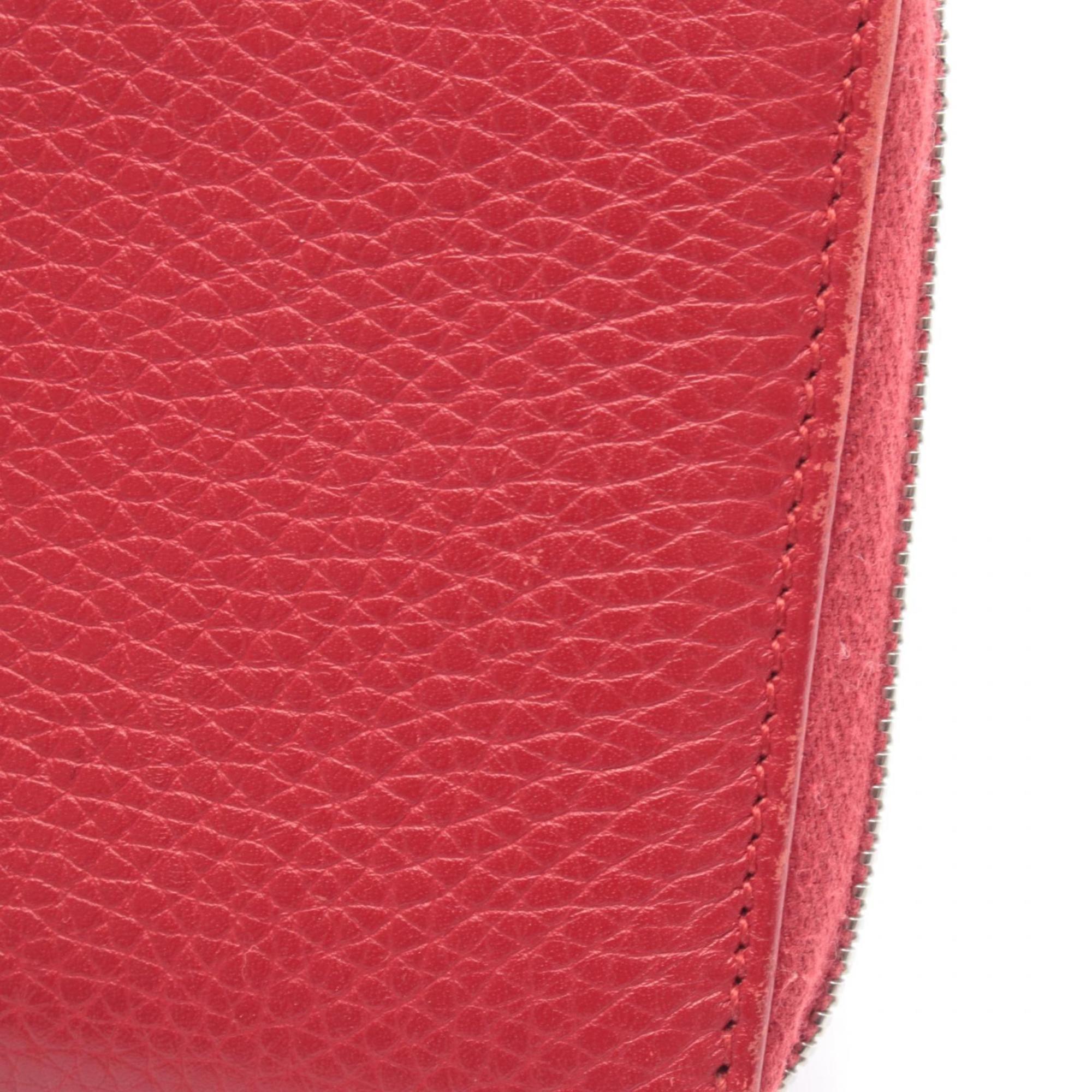 Gucci Red Color Leather Long Wallet (Bi-Fold) (Pre-Owned)