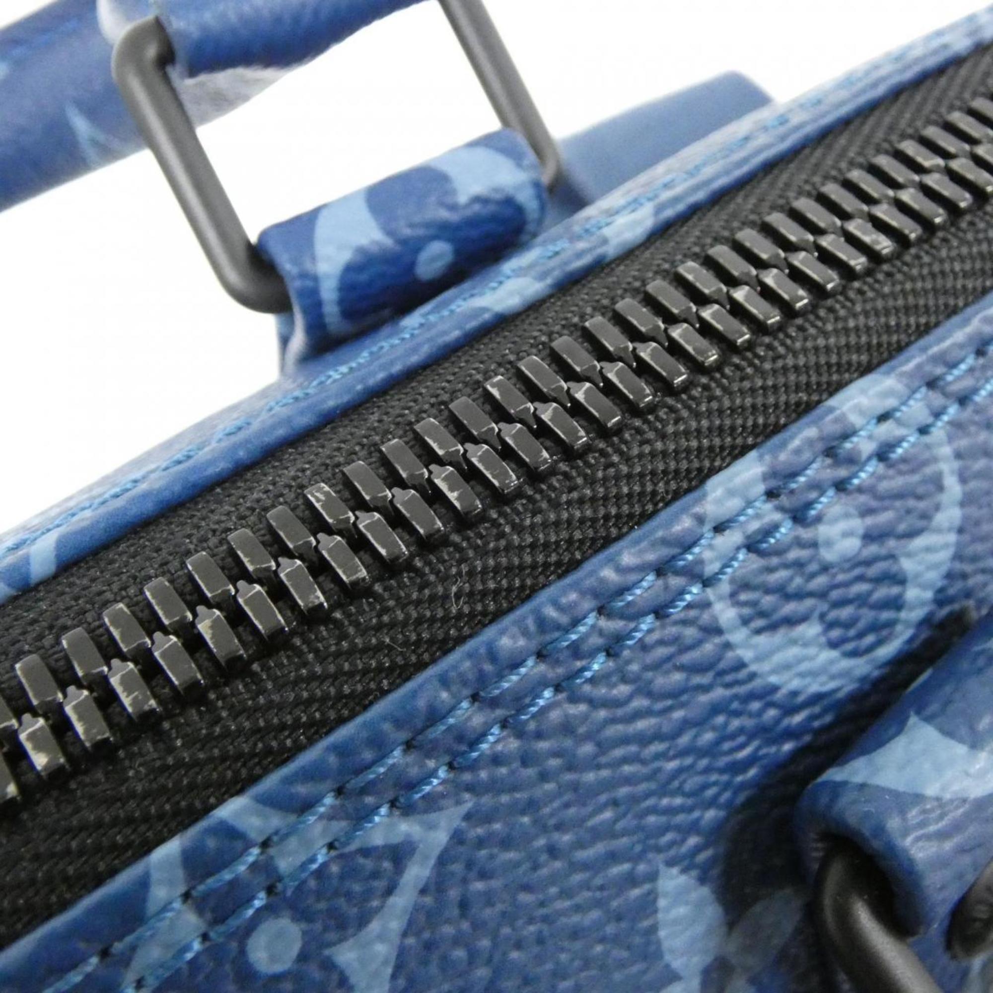 Louis Vuitton Blue Coated Canvas Boston Bag