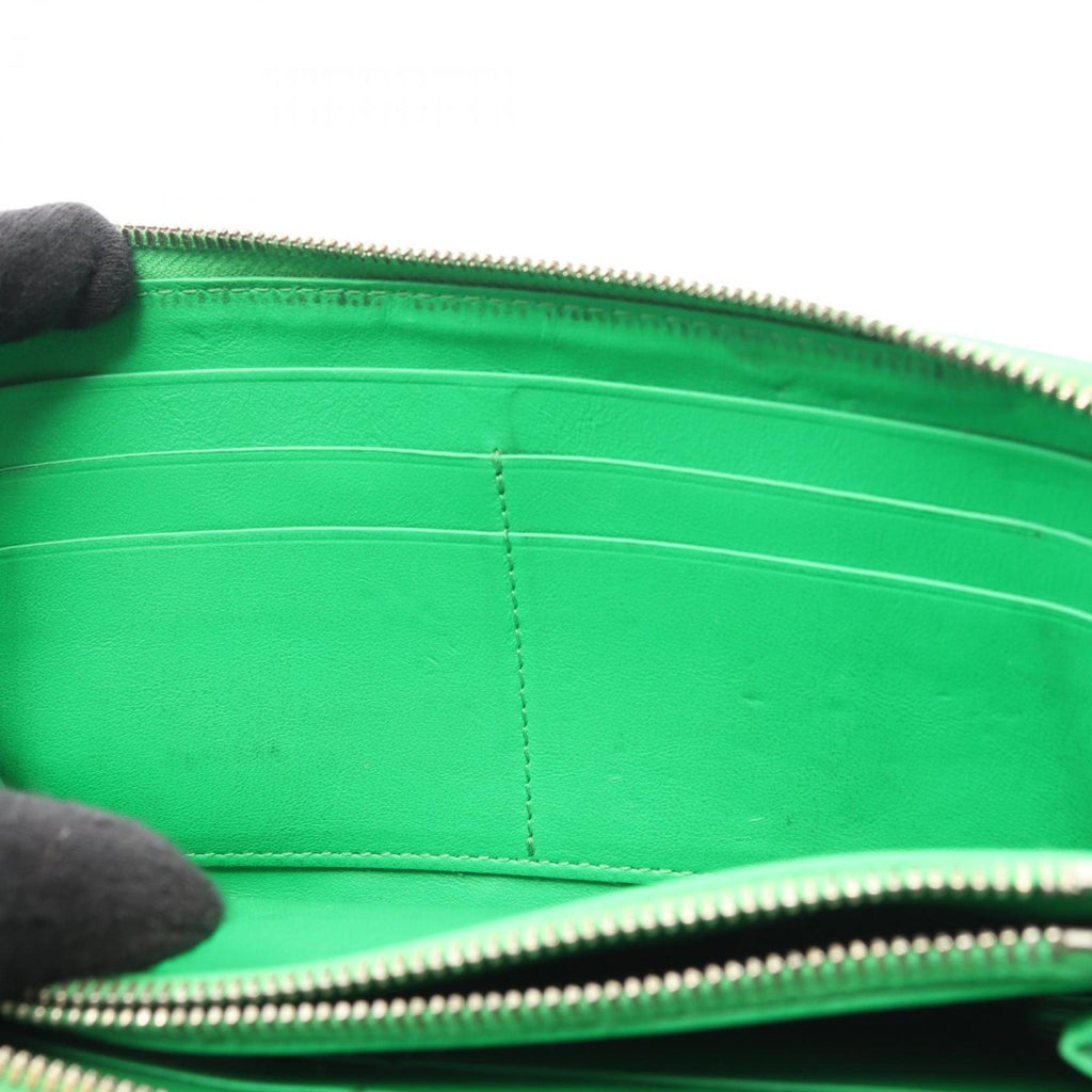 Bottega Veneta Intrecciato Green Leather Long Wallet