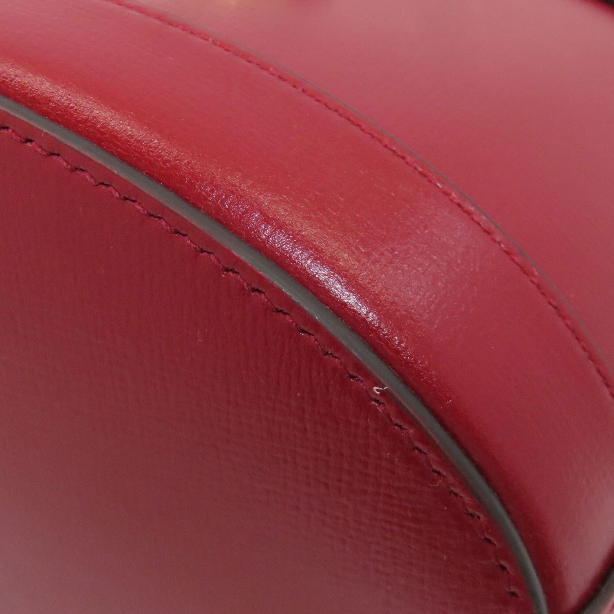 Gucci Red Color Leather Shoulder Bag (Pre-Owned)