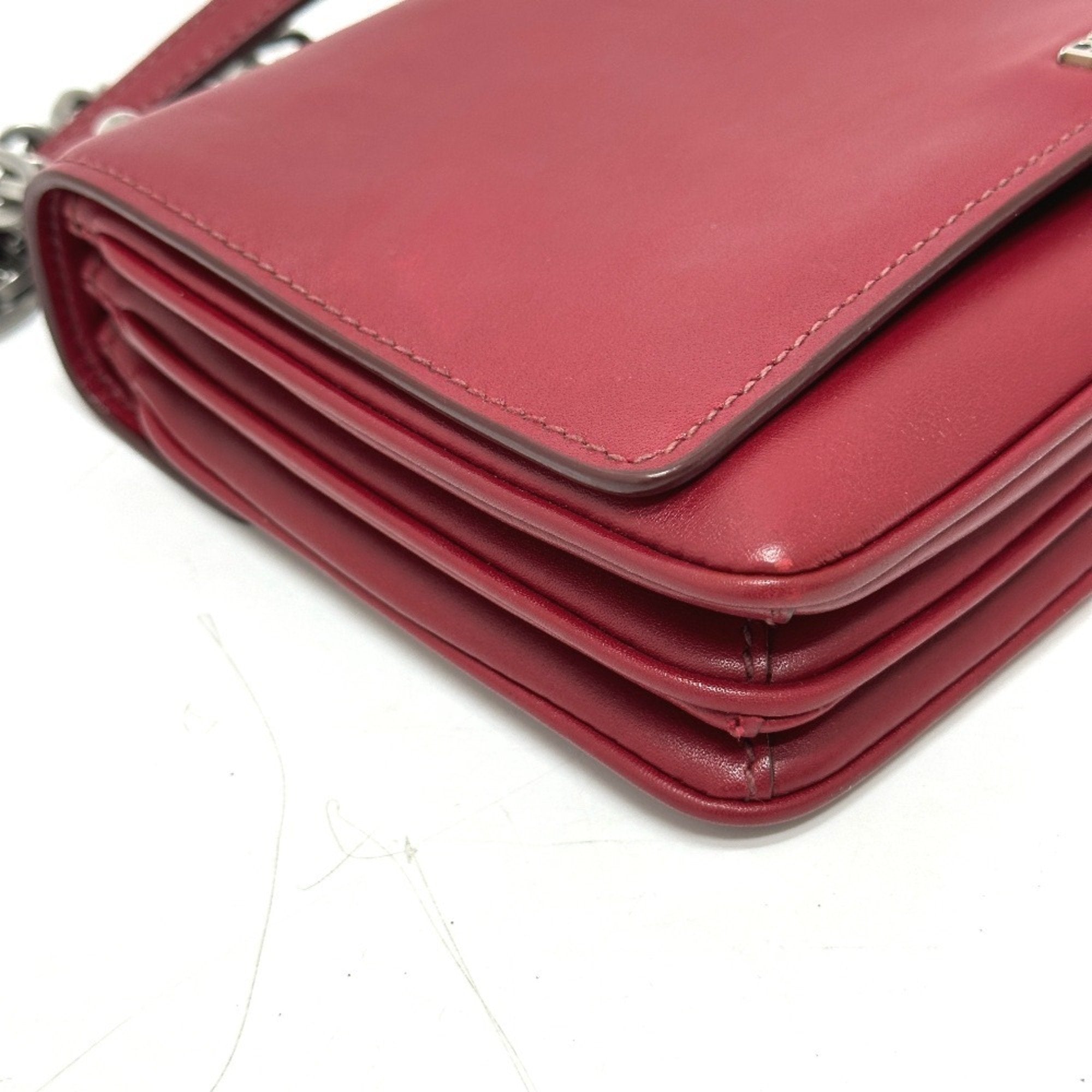 Prada Red Color Leather Shoulder Bag