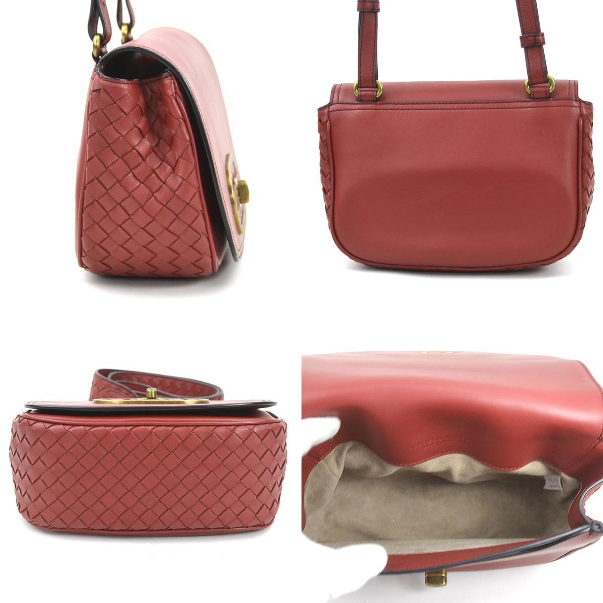 Bottega Veneta Red Color Intrecciato Shoulder Bag