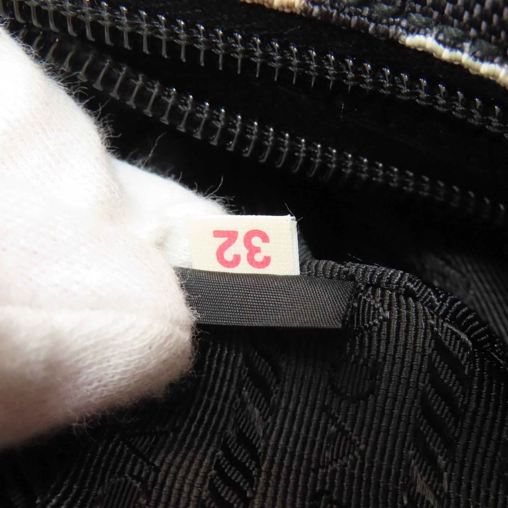 Prada Beige Navy Red Color Canvas Shoulder Bag