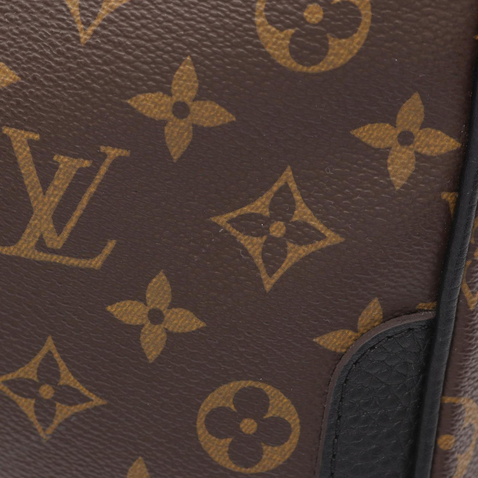 Louis Vuitton Monogram Black Brown Coated Canvas Leather Tote Bag