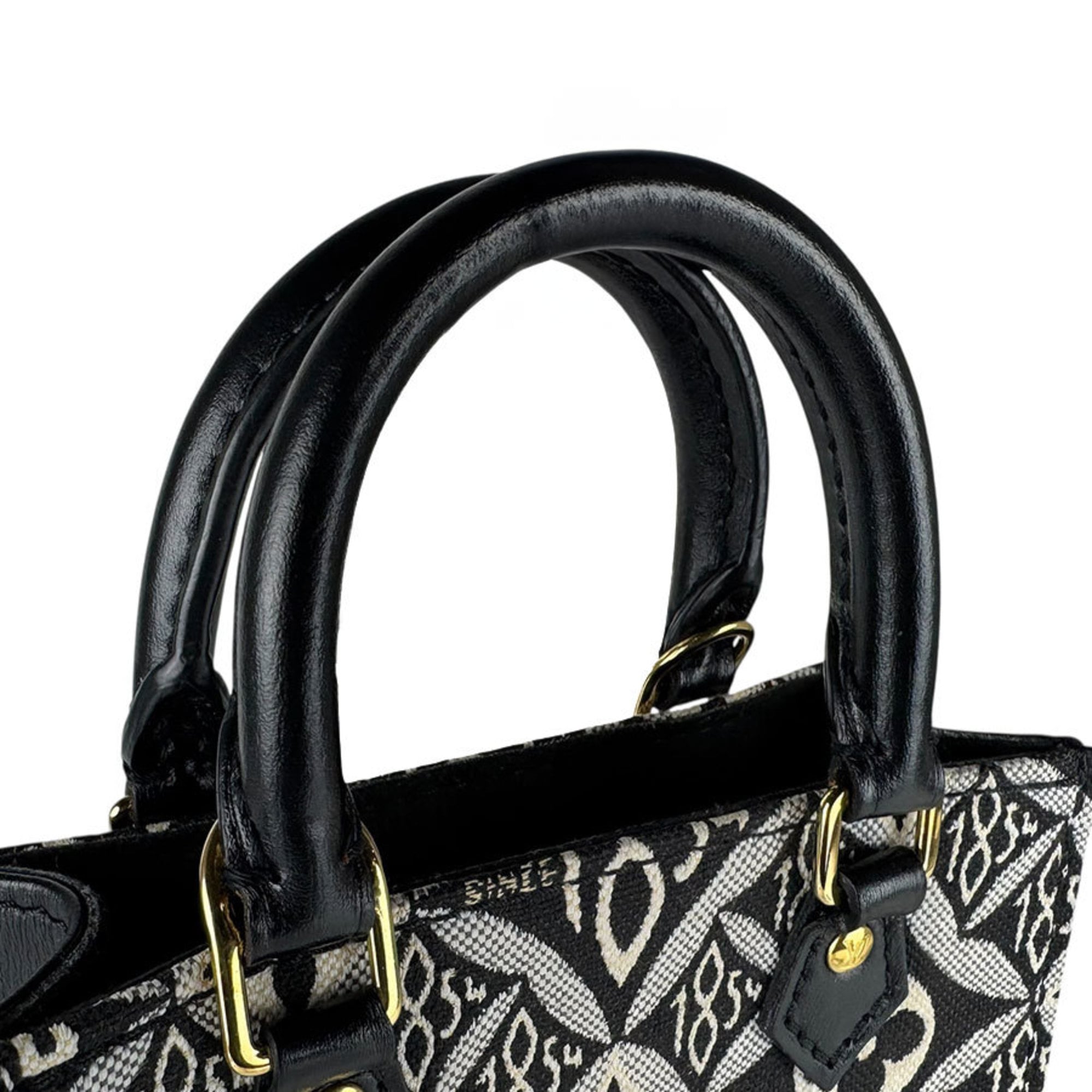 Louis Vuitton Black Canvas Leather Handbag Shoulder Bag