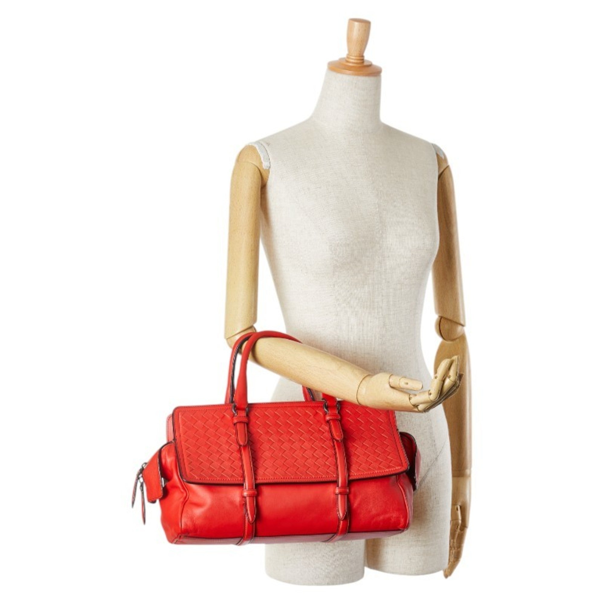 Bottega Veneta Red Color Leather Handbag