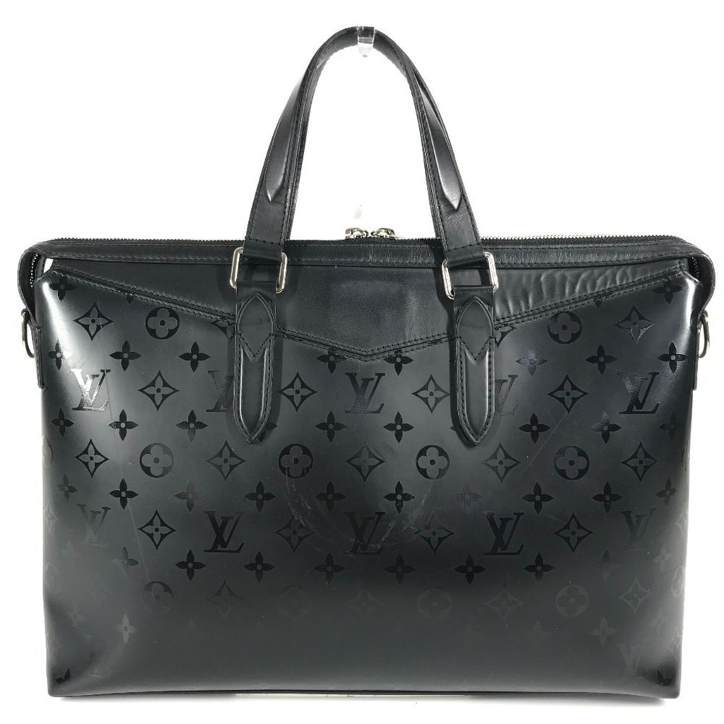 Louis Vuitton Black Noir Leather Briefcase Handbag Tote Bag
