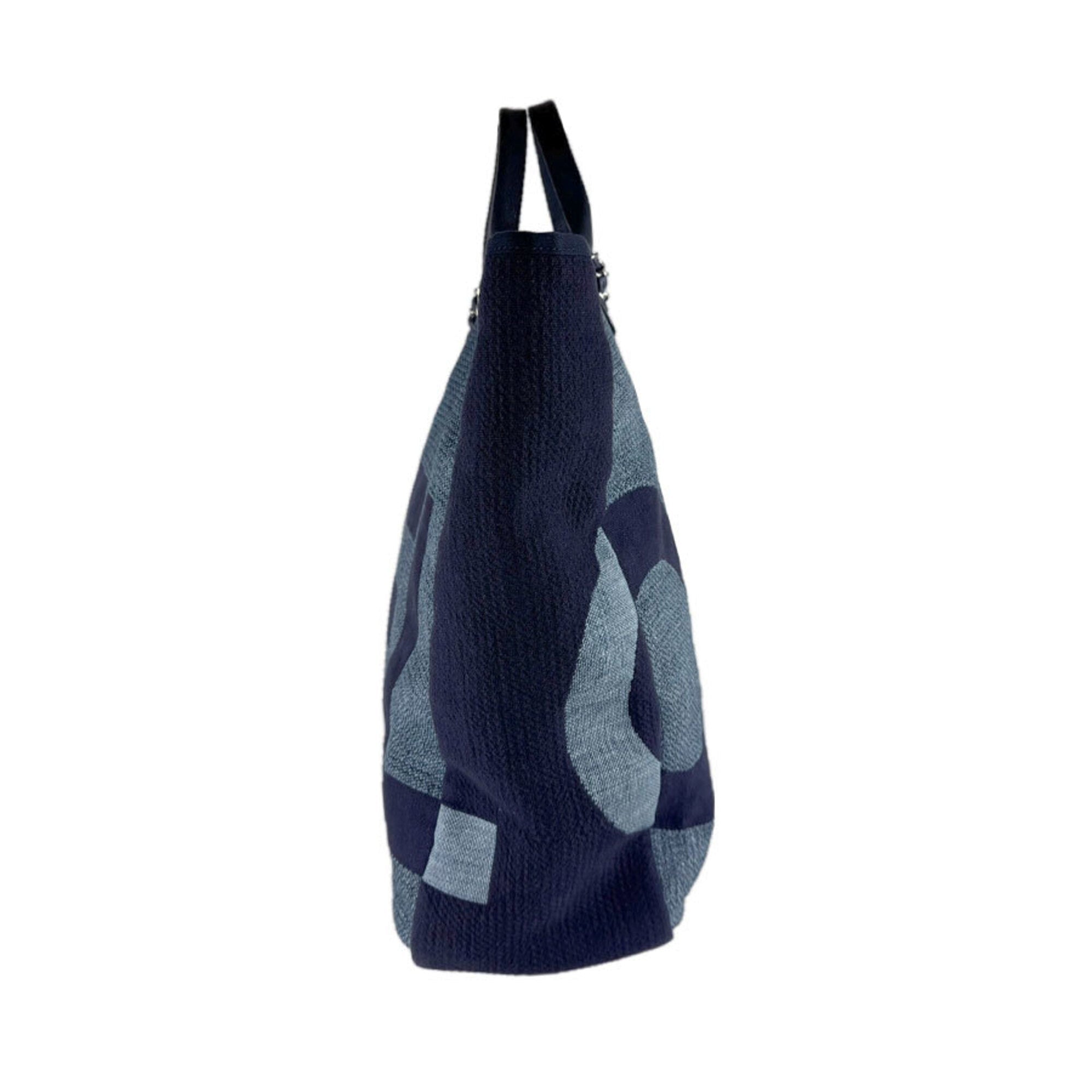 Chanel Blue Raffia Canvas Shoulder Bag Tote Bag