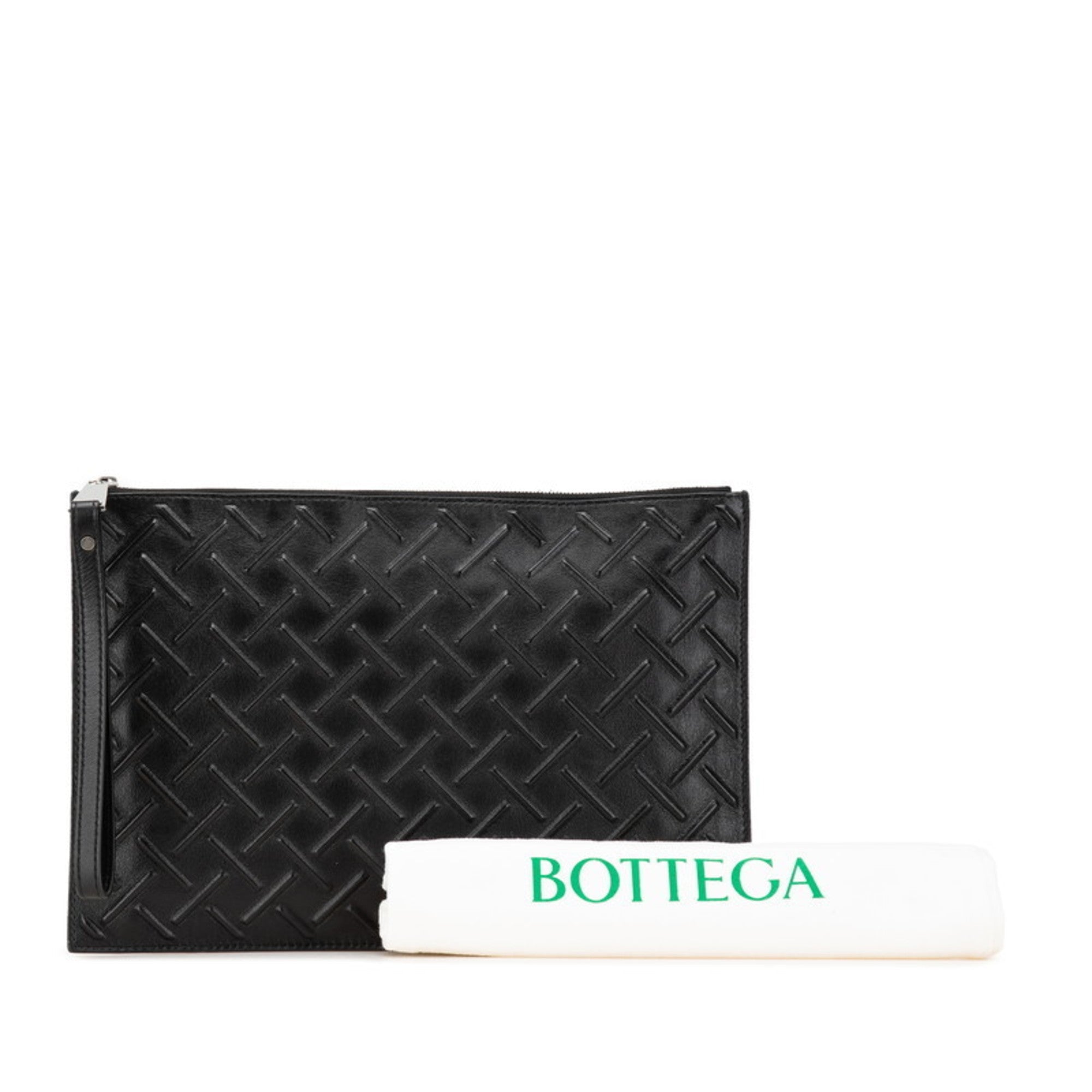 Bottega Veneta Black Leather Clutch Bag