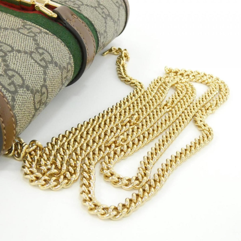 Gucci Beige Brown Gg Supreme Chain/Shoulder Wallet (Pre-Owned)